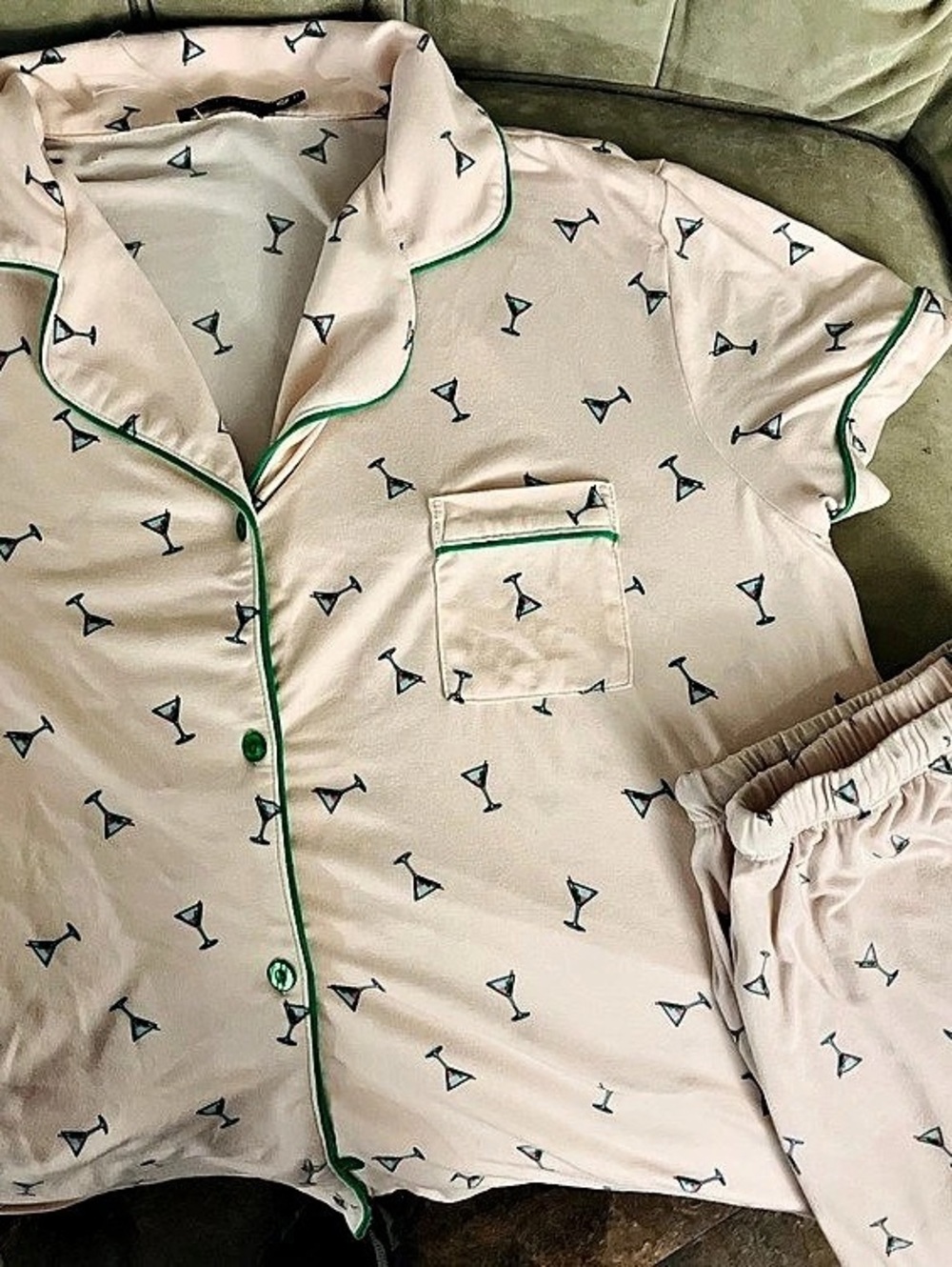 TART intimate Martini Print Pajama Set Size Large Like New